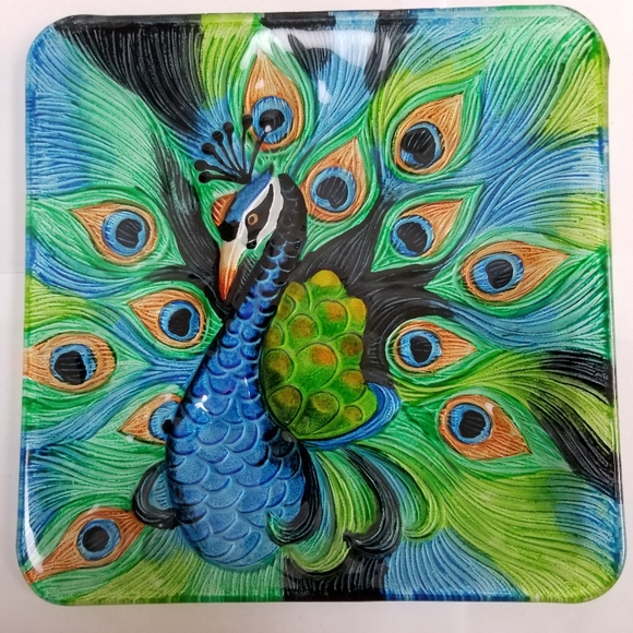 10049 New Gift Craft RARE Collectable Peacock Tray - Picture 6 of 9